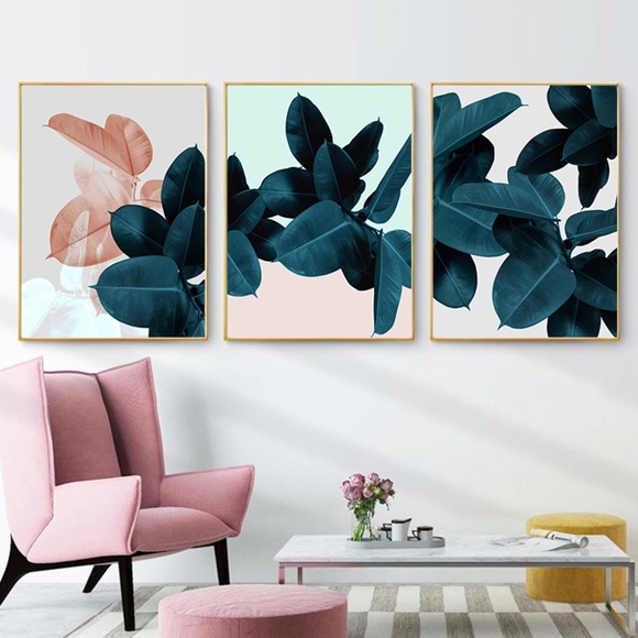 Printed Nordic Foliage Canvas Painting Floral Wall Art Decor - Picture 1 of 10